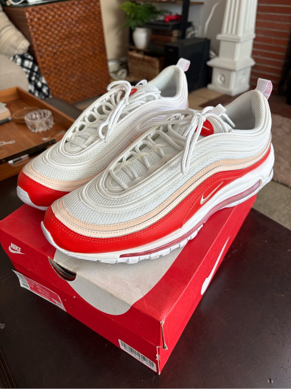 Nike White, Red & Cream Air Max 97 Sneakers